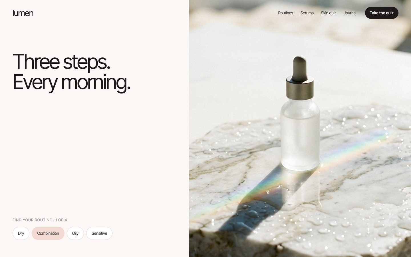 Lumen Skin homepage on desktop
