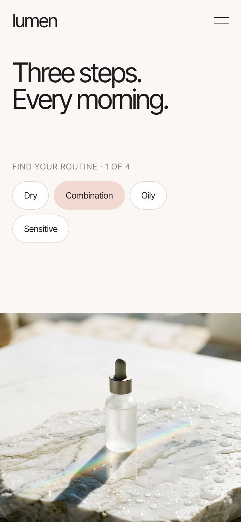 Lumen Skin homepage on a phone