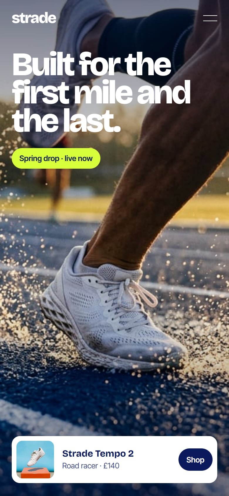 Strade homepage on a phone