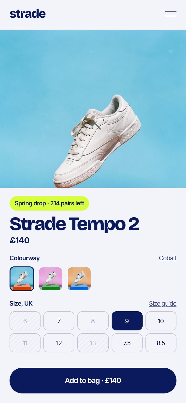 Strade inner page on a phone