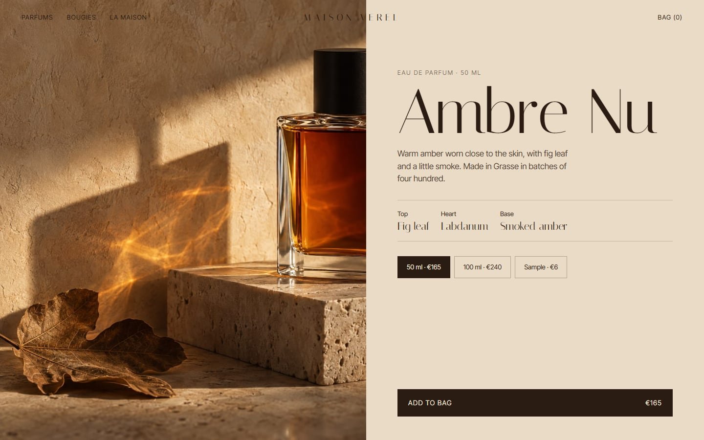 Maison Verel homepage on desktop