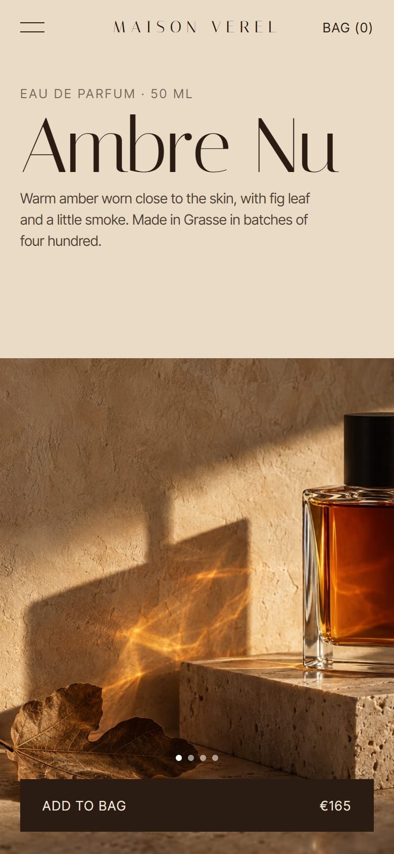 Maison Verel homepage on a phone