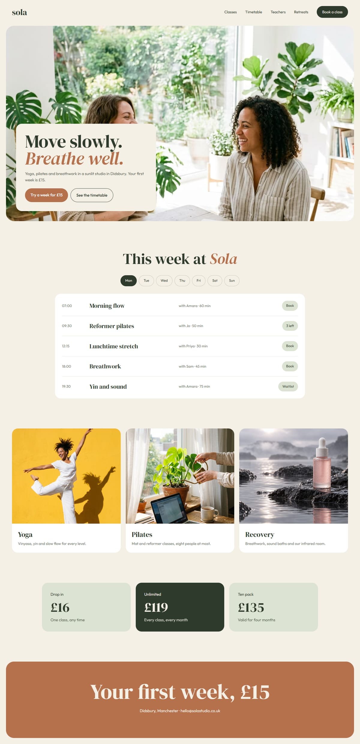 Sola template homepage